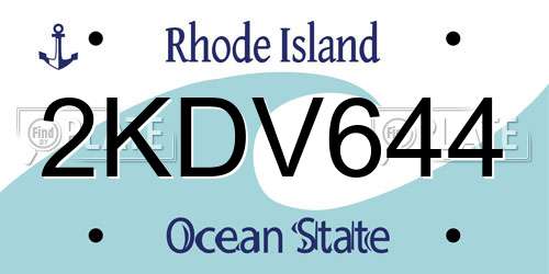2KDV644 Rhode Island License Plate