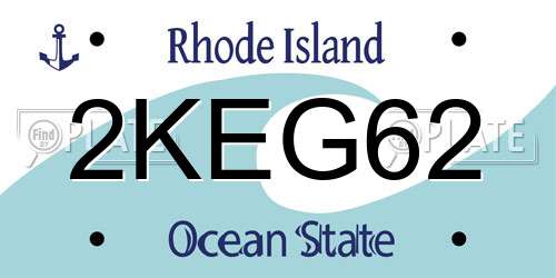 2KEG62 Rhode Island License Plate