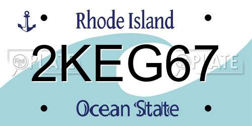 2KEG67 Rhode Island License Plate