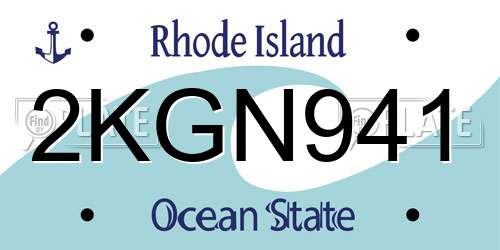 2KGN941 Rhode Island License Plate