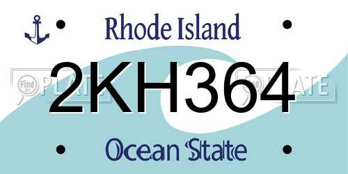 2KH364 Rhode Island License Plate