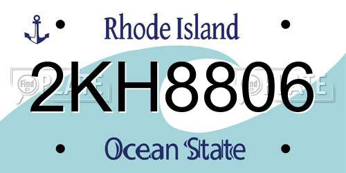 2KH8806 Rhode Island License Plate