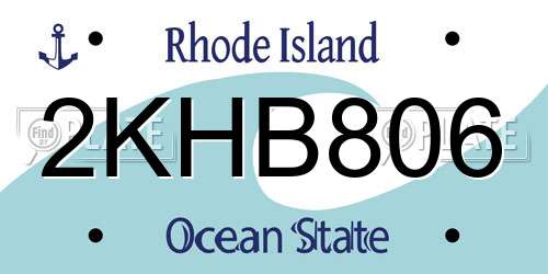2KHB806 Rhode Island License Plate