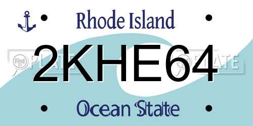2KHE64 Rhode Island License Plate