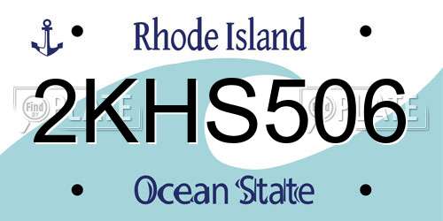 2KHS506 Rhode Island License Plate