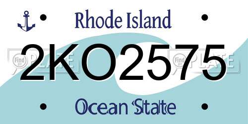 2KO2575 Rhode Island License Plate