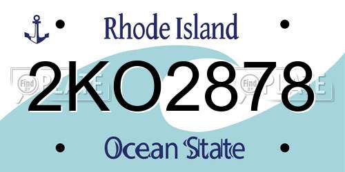 2KO2878 Rhode Island License Plate