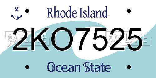 2KO7525 Rhode Island License Plate