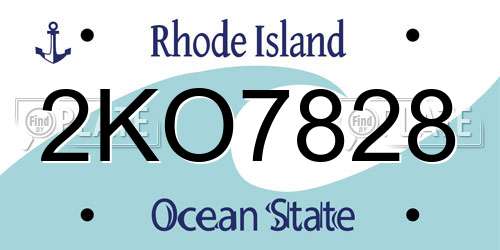 2KO7828 Rhode Island License Plate