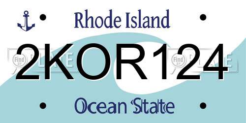2KOR124 Rhode Island License Plate