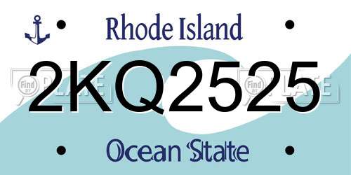 2KQ2525 Rhode Island License Plate