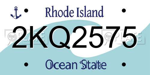 2KQ2575 Rhode Island License Plate