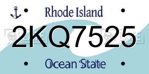 2KQ7525 Rhode Island License Plate