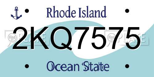 2KQ7575 Rhode Island License Plate