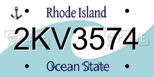 2KV3574 Rhode Island License Plate