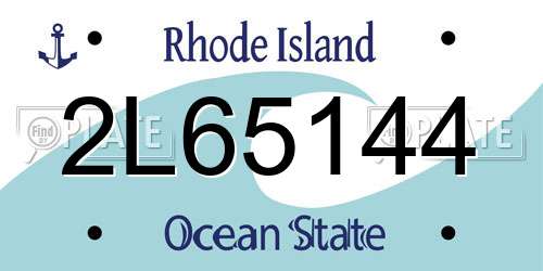2L65144 Rhode Island License Plate