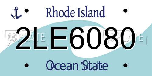 2LE6080 Rhode Island License Plate