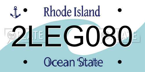 2LEG080 Rhode Island License Plate