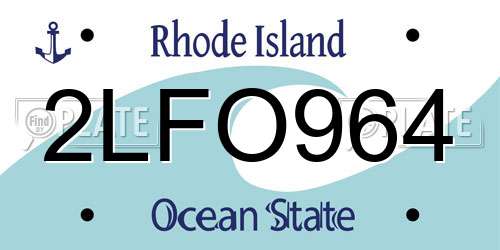 2LFO964 Rhode Island License Plate