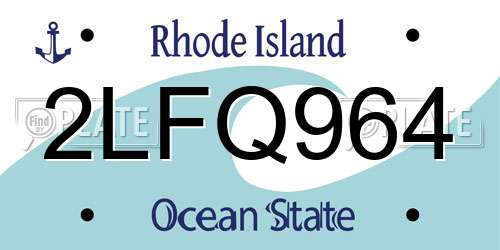 2LFQ964 Rhode Island License Plate