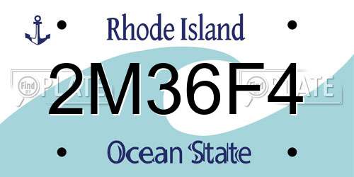 2M36F4 Rhode Island License Plate