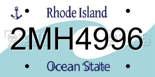 2MH4996 Rhode Island License Plate