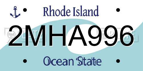 2MHA996 Rhode Island License Plate