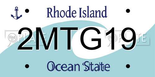 2MTG19 Rhode Island License Plate