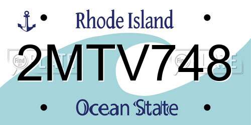 2MTV748 Rhode Island License Plate
