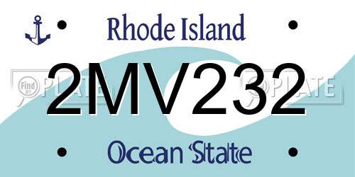 2MV232 Rhode Island License Plate