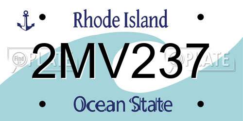 2MV237 Rhode Island License Plate