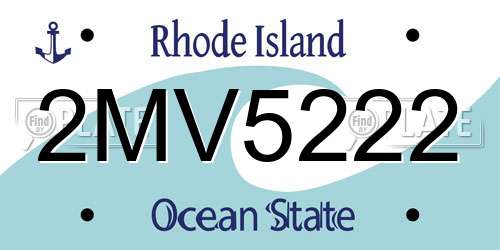 2MV5222 Rhode Island License Plate