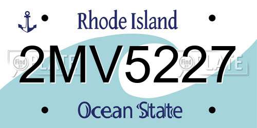 2MV5227 Rhode Island License Plate