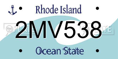 2MV538 Rhode Island License Plate