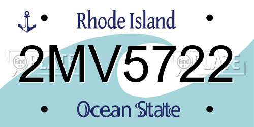 2MV5722 Rhode Island License Plate