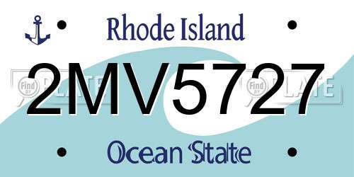 2MV5727 Rhode Island License Plate