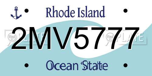 2MV5777 Rhode Island License Plate