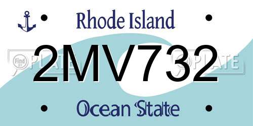 2MV732 Rhode Island License Plate