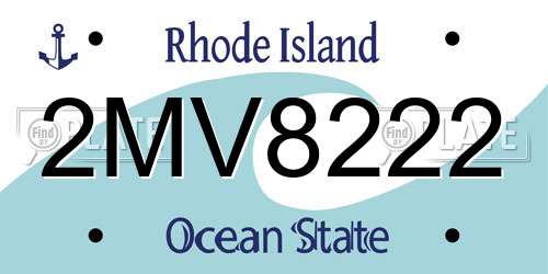 2MV8222 Rhode Island License Plate