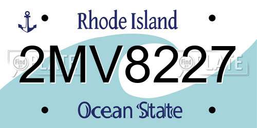 2MV8227 Rhode Island License Plate