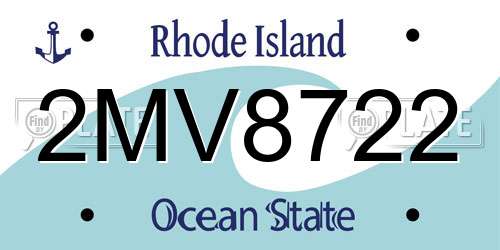 2MV8722 Rhode Island License Plate
