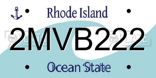 2MVB222 Rhode Island License Plate