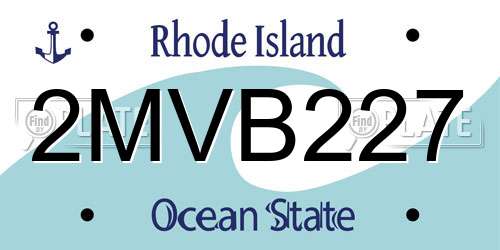 2MVB227 Rhode Island License Plate