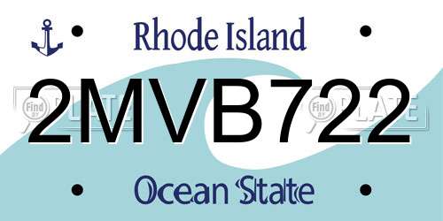 2MVB722 Rhode Island License Plate