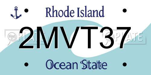 2MVT37 Rhode Island License Plate