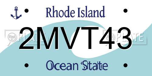 2MVT43 Rhode Island License Plate