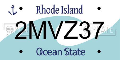 2MVZ37 Rhode Island License Plate