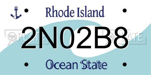 2N02B8 Rhode Island License Plate