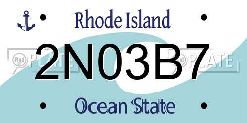 2N03B7 Rhode Island License Plate