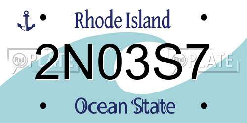 2N03S7 Rhode Island License Plate